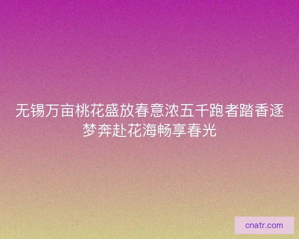 无锡万亩桃花盛放春意浓五千跑者踏香逐梦奔赴花海畅享春光
