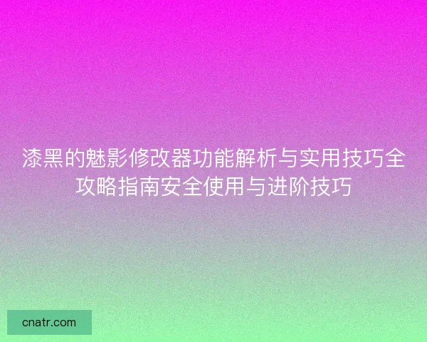 漆黑的魅影修改器功能解析与实用技巧全攻略指南安全使用与进阶技巧